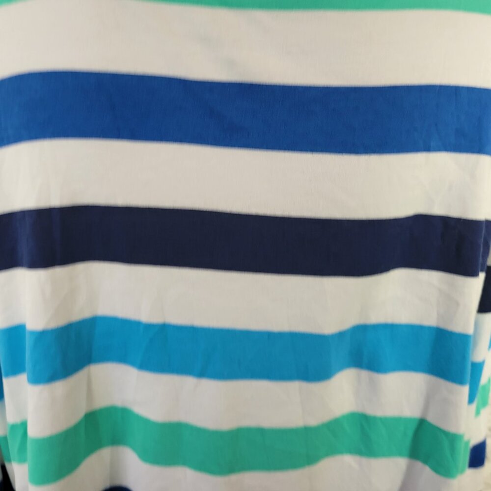 Croft & Barrow Womens 2X Top Blue White Striped 3/4 Sleeve Cotton Knit STR155E - Picture 7 of 9